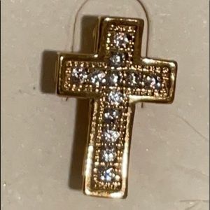 Cubic Zirconia Cross Stud earrings in gold tone